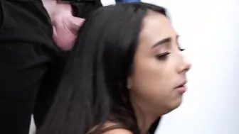 Slim gypsy dark hair shoplifter caught and after a hard bj she offers her tight eighteen vagina