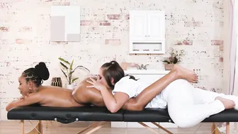 ALL CHICK GRIND - Inappropriate Masseuse Getting Really Sexual With Her Good Black Client