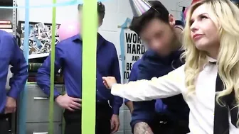 Surprise gang bang party at the security office
