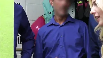 Small Shoplifter 18 Yo Getting Gangbanged by Group of Security Officers - Fuckthief
