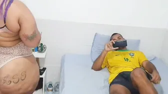 Seducing her hubby while he watches the Brazil VS Switzerland game