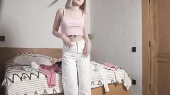 18 Yo looking Beauty as she changes clothes her bedroom