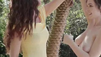 2 curvy lesbo teen Megan Blake and barely legal Jay Marie shows nice bodies during sunny day photo session