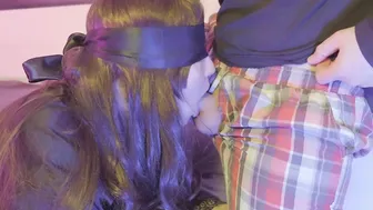 Cheated Silly Step cougar inside blindfolded game but I think she liked it