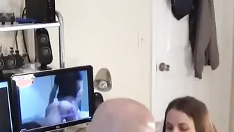 huge titties sexy MILF caught masturbating and helped him cum