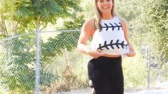Old woman flashing gigantic boobs