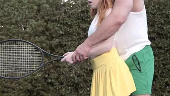 Tennis was hard for tiny redhead teen