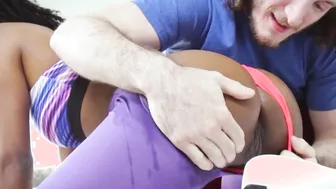 Ebony coach fucked white big cock guy