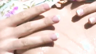 Cute Blonde Nicole Lounges In The Water Outside Before Fucking Her Man