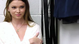 Small shoplifter teenagers Mazy Myers busted with jewelry secret inside her clothing