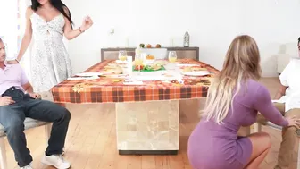 Understanding stepmoms Lolly Dames and Sandy Love swap stepsons to suck each others dicks and have tasty Thanksgiving sex.