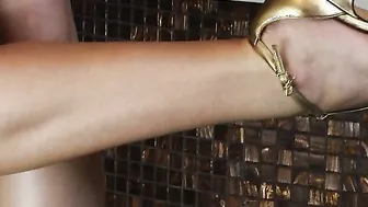 Footjob Leads To A Deep Fuck Against The Sink For This Cute Blonde