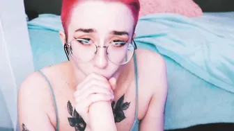 Adorable tomboy gets nailed into mouth by fuckmachine