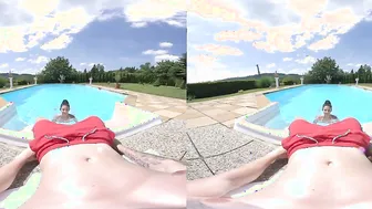 Young and Vulgar Rosaline Has Outdoors VR Sex By The Pool