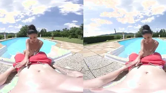 Young and Vulgar Rosaline Has Outdoors VR Sex By The Pool