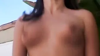 Gia Paloma Drinks Some Juice And Gets Fucked Outside