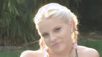 Young Kimmy masturbating by the pool