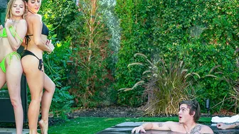 Petite teens fuck stepbrothers bigcock outdoor by the pool
