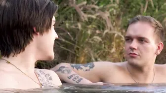 Petite teens fuck stepbrothers bigcock outdoor by the pool