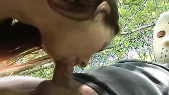 Claudia Rossi Plays Perverted Games With A Masked Man In The Woods