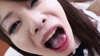 Japanese college girl Yurika Ayane gets creamped in her fur-lined mansion
