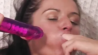 Patricia Has Some Lesbian Toy Fun While Her Friends Share A Hard Cock