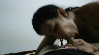 Asian amateur slut masturbates with whipped cream and blowjob POV