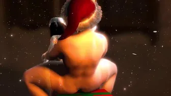 Mrs. Claus fucks her little helper with a double headed sex toy