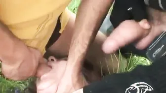 BBW gran restrained and fed cock