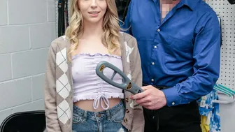 Braless suspect bends over for dicking at the office