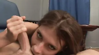 Slutty Brunette Gives A Guy The Blowjob Of His Life
