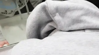 Risky sex in a public toilet with natural teenage girl