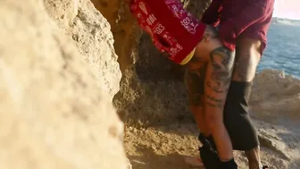 German vacationers fuck outdoor at the sea during amateur sex