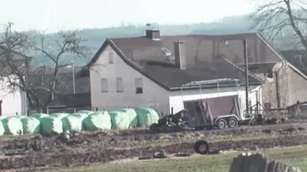 Skinny mature woman with small tits fucks on a farm outdoor