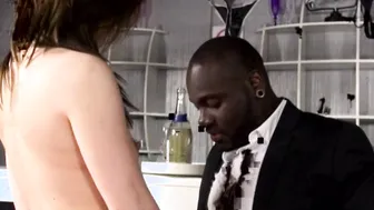 Interracial sex with a BBC and a skinny brunette teen in nylons