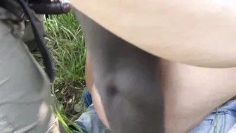 Busty German amateur fucks outdoor with a BBC