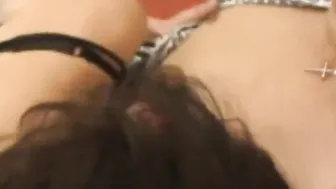 Busty japanese babe sucks on cock