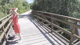 Redhead German slut gives an outdoor POV blowjob