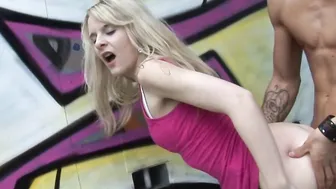 Skinny german blonde fucks spontaneous outdoor