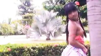 Tobie Teen fingers her sweet pussy solo outdoors