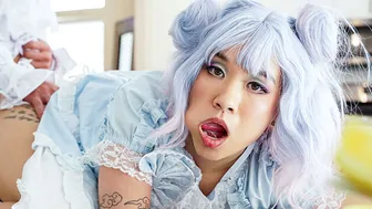 Petite asian teen Kimmy Kim sucks bigcock and gets fucked