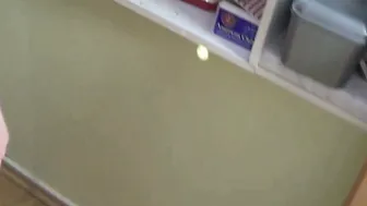Skinny German emo teen with purple hair doing POV blowjob