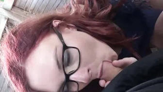 Natural German redhead wife in amateur POV outdoor sex
