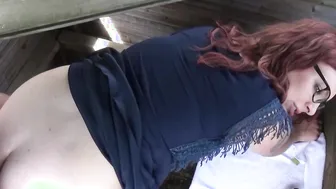 Natural German redhead wife in amateur POV outdoor sex