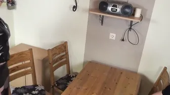 German Mature fucks in black boots and black lingerie with guy