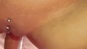 Black haired busty slut in outdoor threesome with two cocks