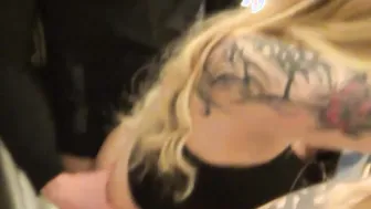 Secret blowjob in a changing room by a german slut