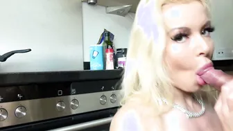 Blonde babe ass fucked in the kitchen