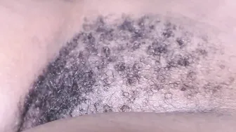 Huge white penis jizzes inside black tight unshaved snatch hole
