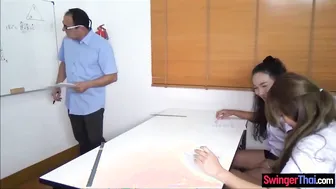 Thai college girl fucks her much mature professor into class into front of